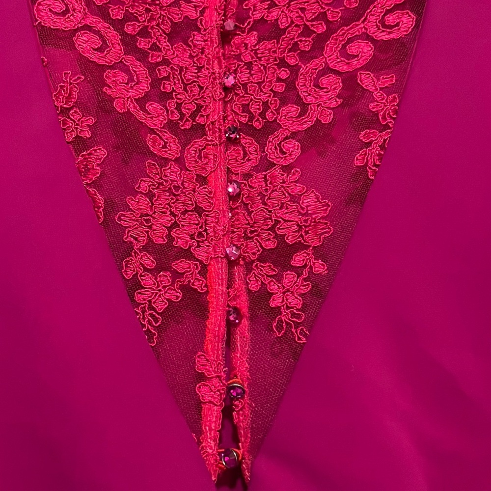 Badgley Mischka Collection Fuchsia Lace Cocktail Dress SZ 8 EUC - Picture 3 of 6